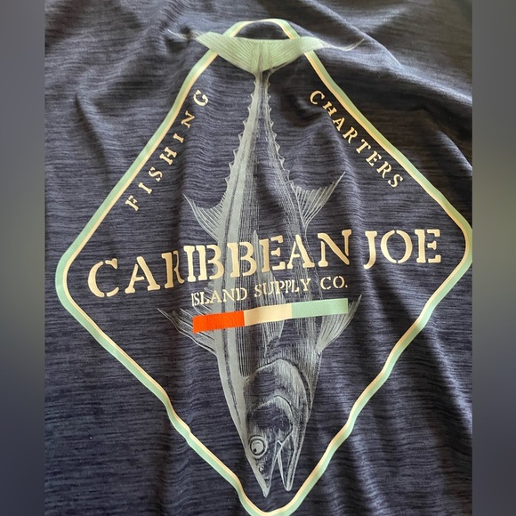 Caribbean Joe Blue Short Sleeve Tuna Fishing Charters Shirt Men's L - Picture 6 of 7